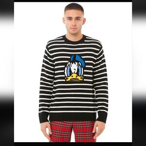 Disney X Forever 21 Mens Donald Duck Striped Knit Terry Sweater Sz L Anniversary